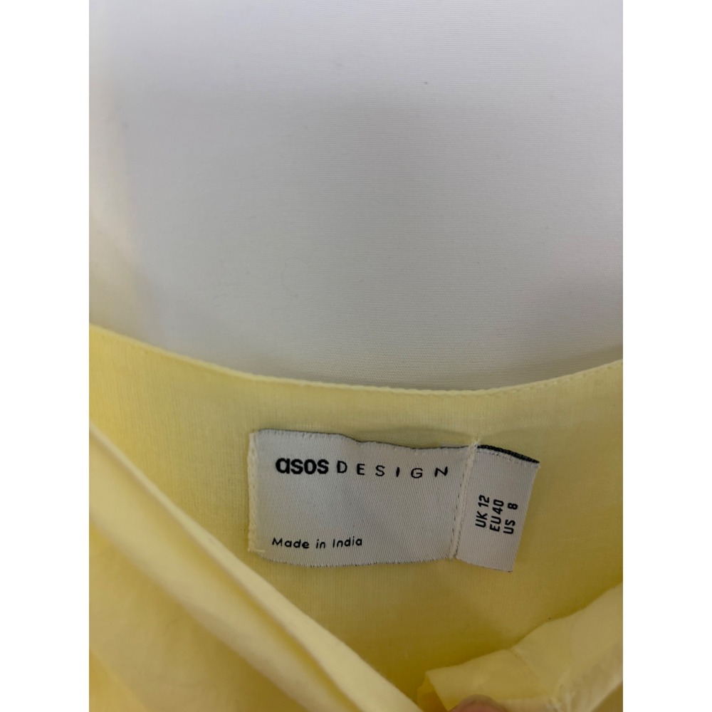 ASOS Womens Butter Yellow Cottagecore Button Front Maxi Dress Size 8 Coquette - Picture 4 of 6